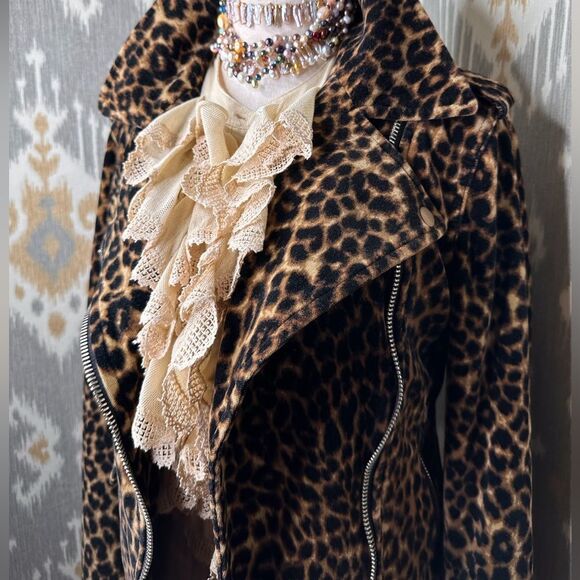 Ralph Lauren Denim & Supply Leopard Print Velvet Moto Jacket - Picture 14 of 16